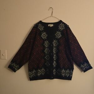 Elegant Black and Red Cardigan Sweater